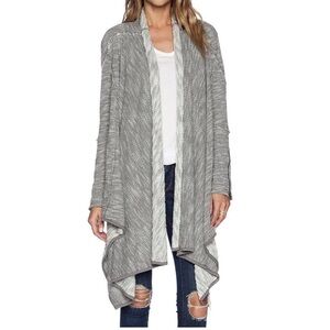 Free People Gray In The Loop Open Front Waterfall Cardigan